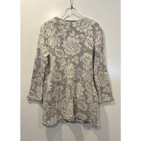 Cynthia Rowley Gray Floral Knit Wool Blend Sweater Coat Jacket Womens Size Large - Picture 2 of 4
